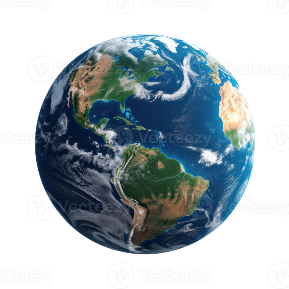 Earth planet isolated on the middle of the transparent background png
