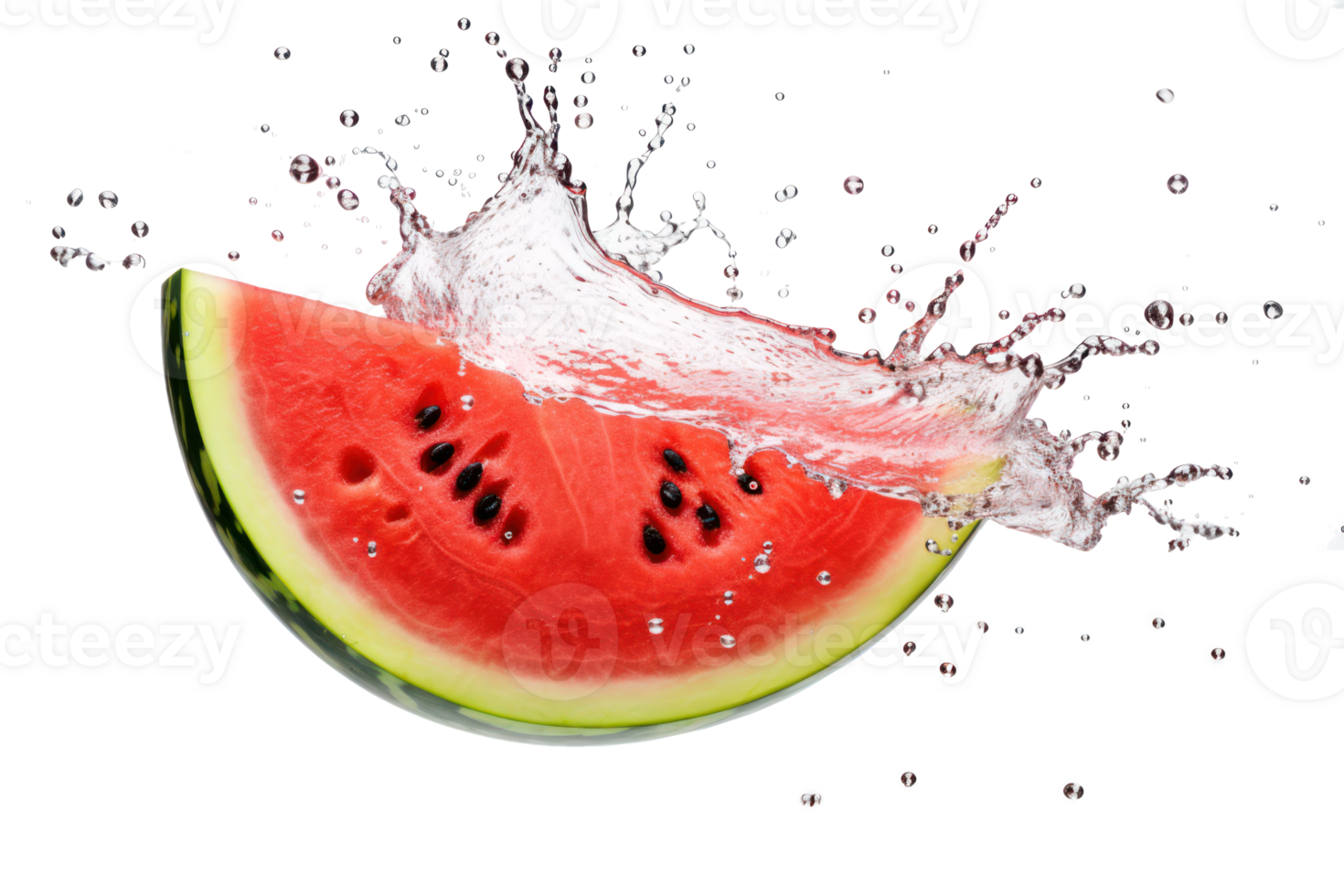 watermelon slice with splash on transparent background png
