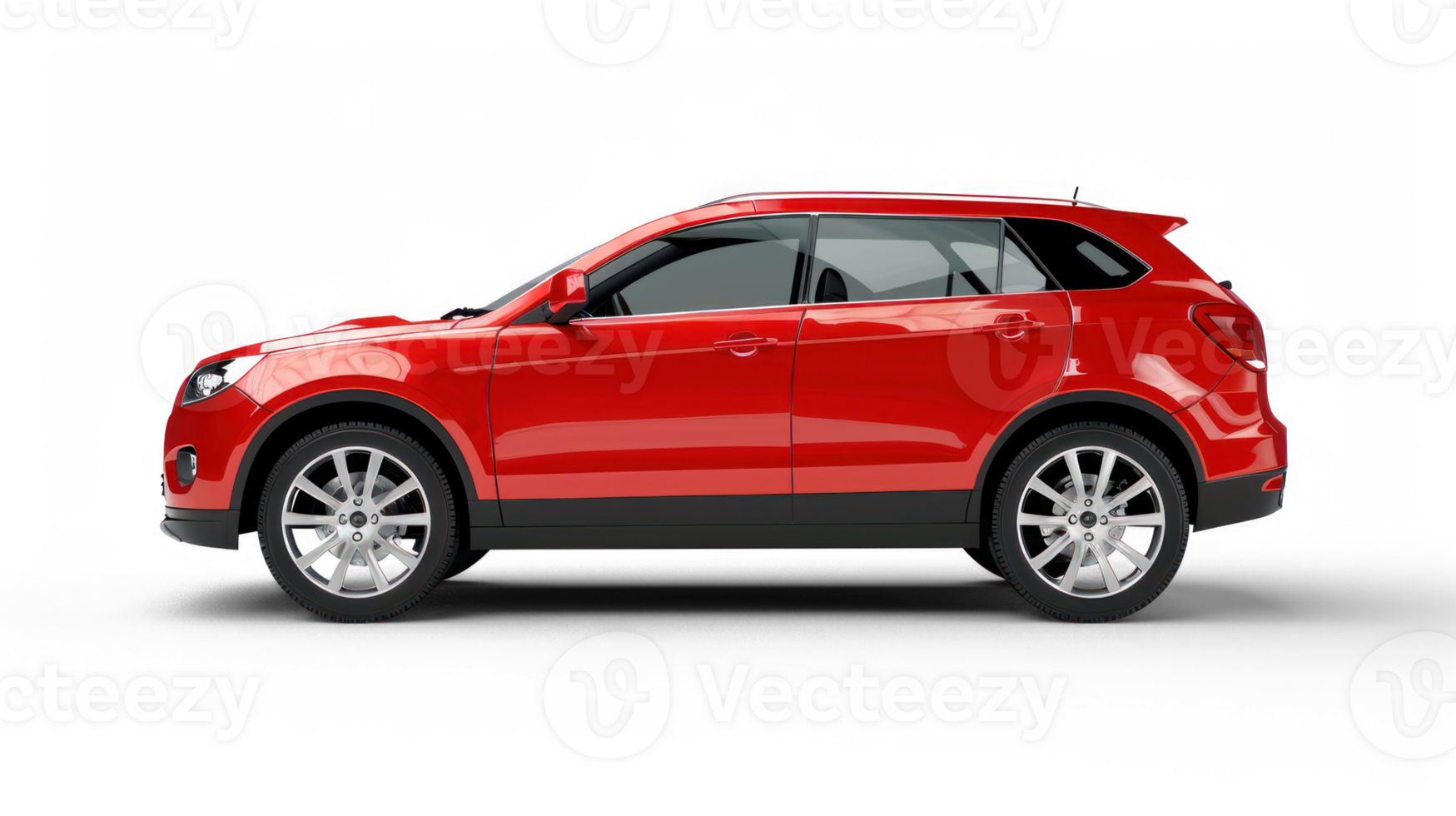Red SUV car in angle view isolated on transparent background png