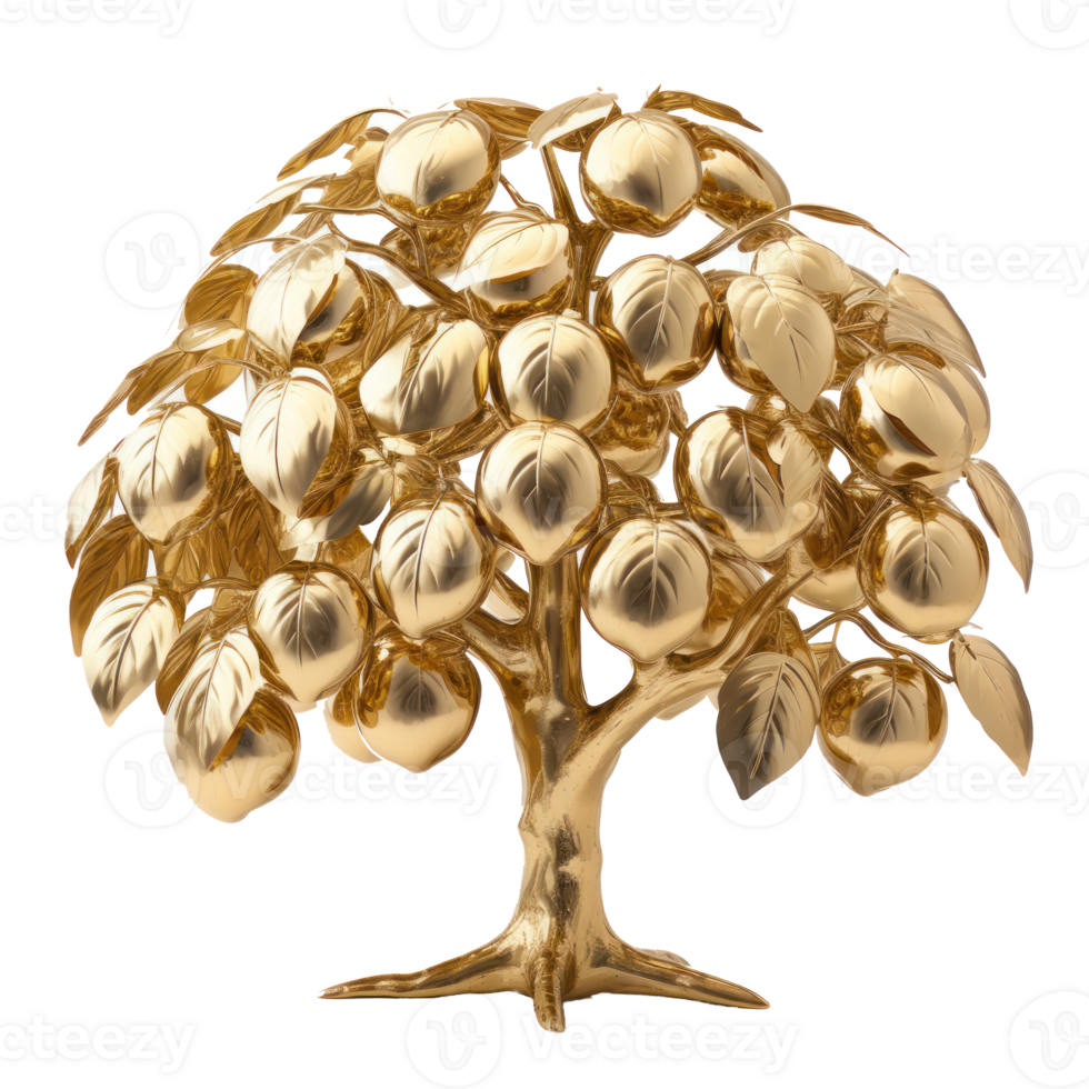 golden tree isolate on transparent background png