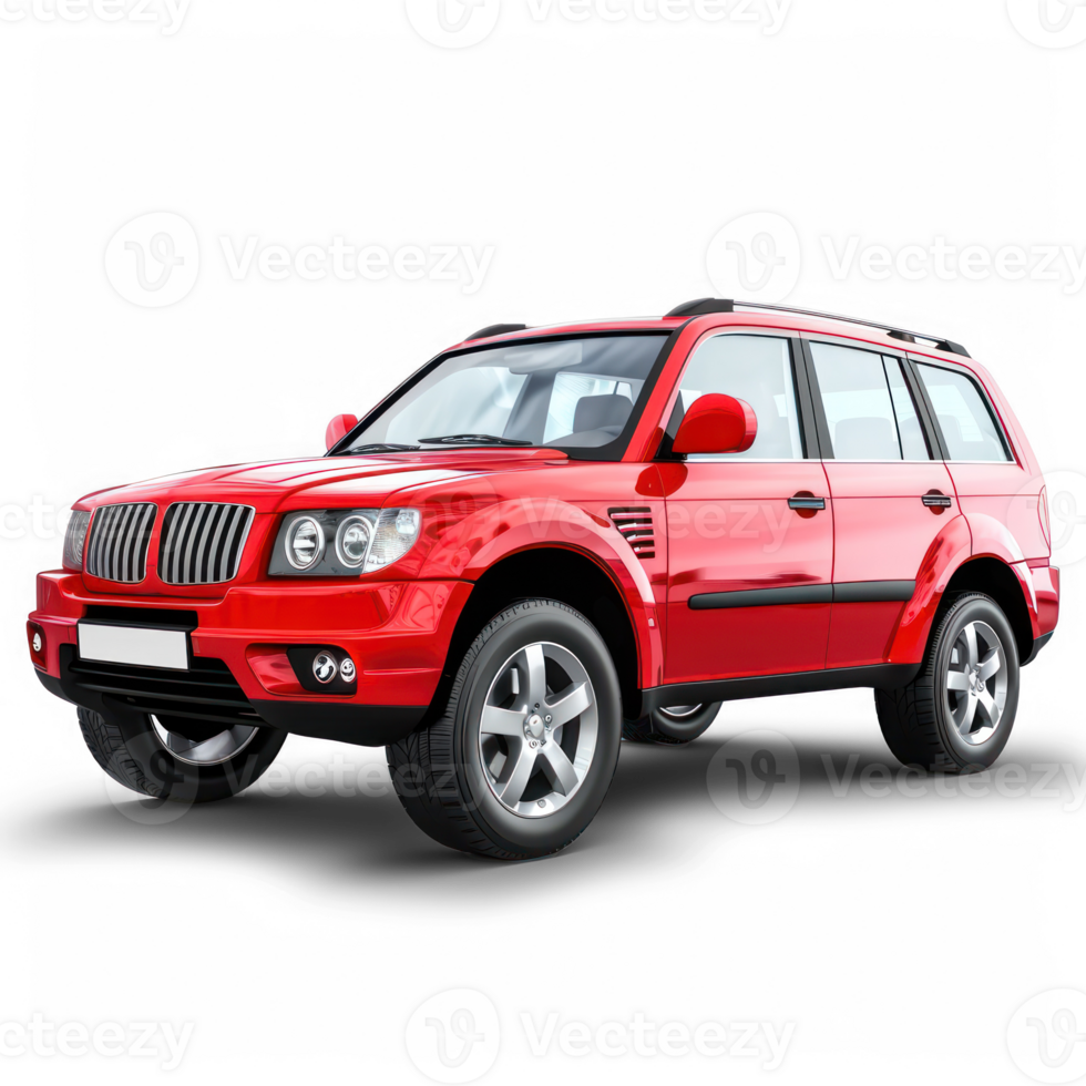 presentation of a red SUV type car, transparent background png