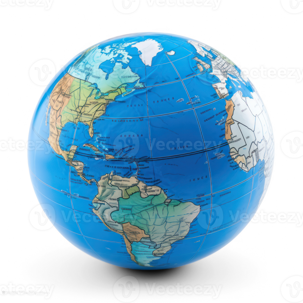 Earth globe isolated on the middle of the transparent background png