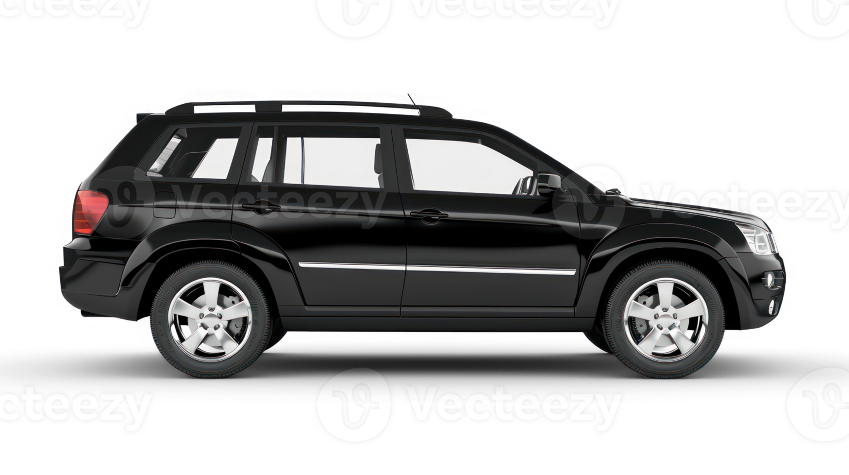 black SUV car in angle view isolated on transparent background png