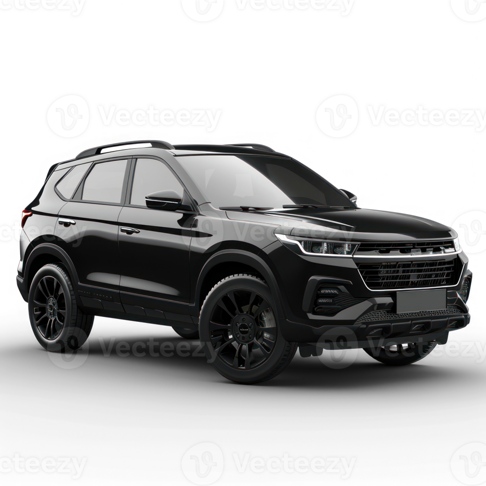 presentation of a black SUV type car, transparent background png