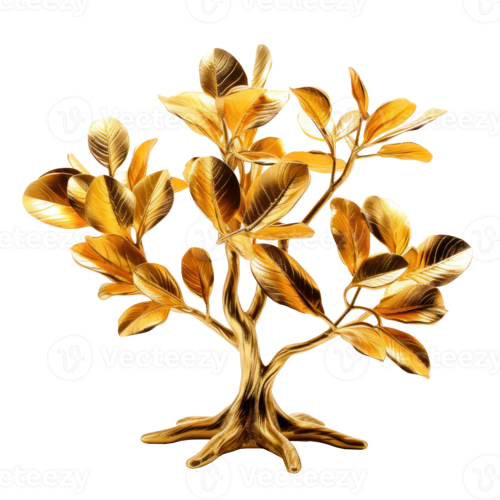 golden tree isolate on transparent background png
