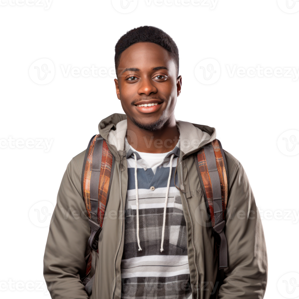 an image of a young black man with a backpack png