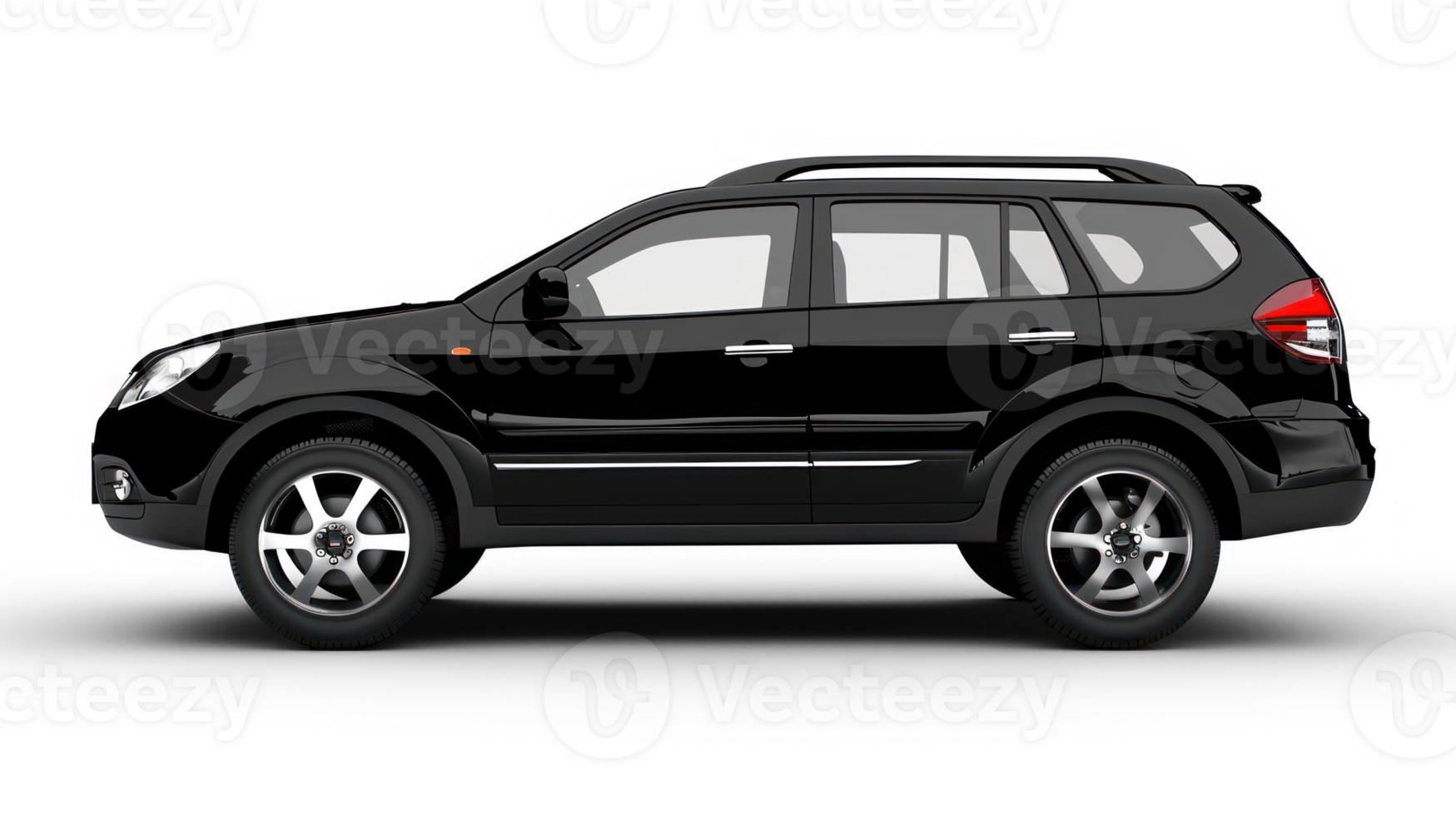 Black SUV car in side view isolated on transparent background png