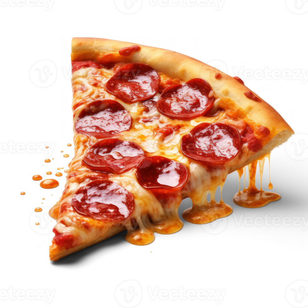 a slice of pepperoni pizza on a isolate on transparent background png