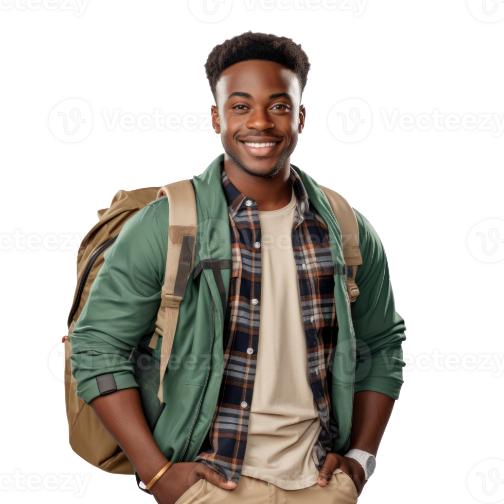 Male African university student, white background png