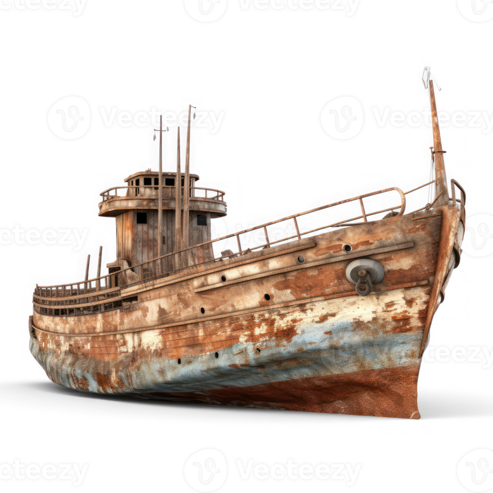 an old rusty boat on a transparent background png
