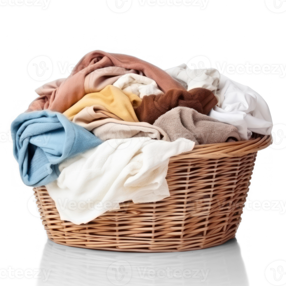 clothes in a basket on a transparent background png