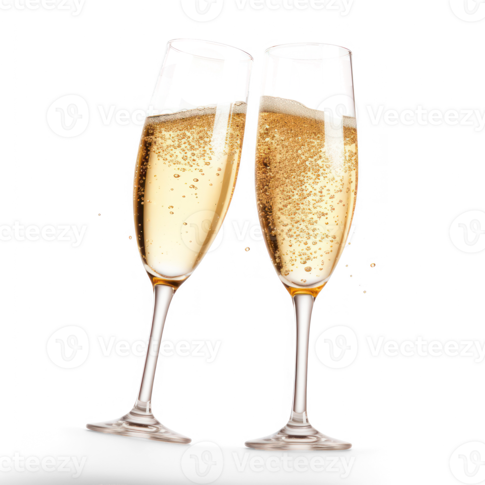 Celebration toast with champagne glass, isolated on transparent background png