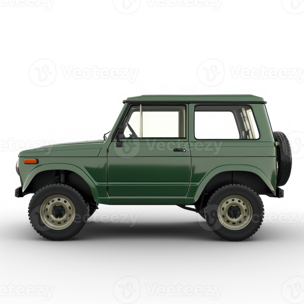 an old green jeep on a transparent background png