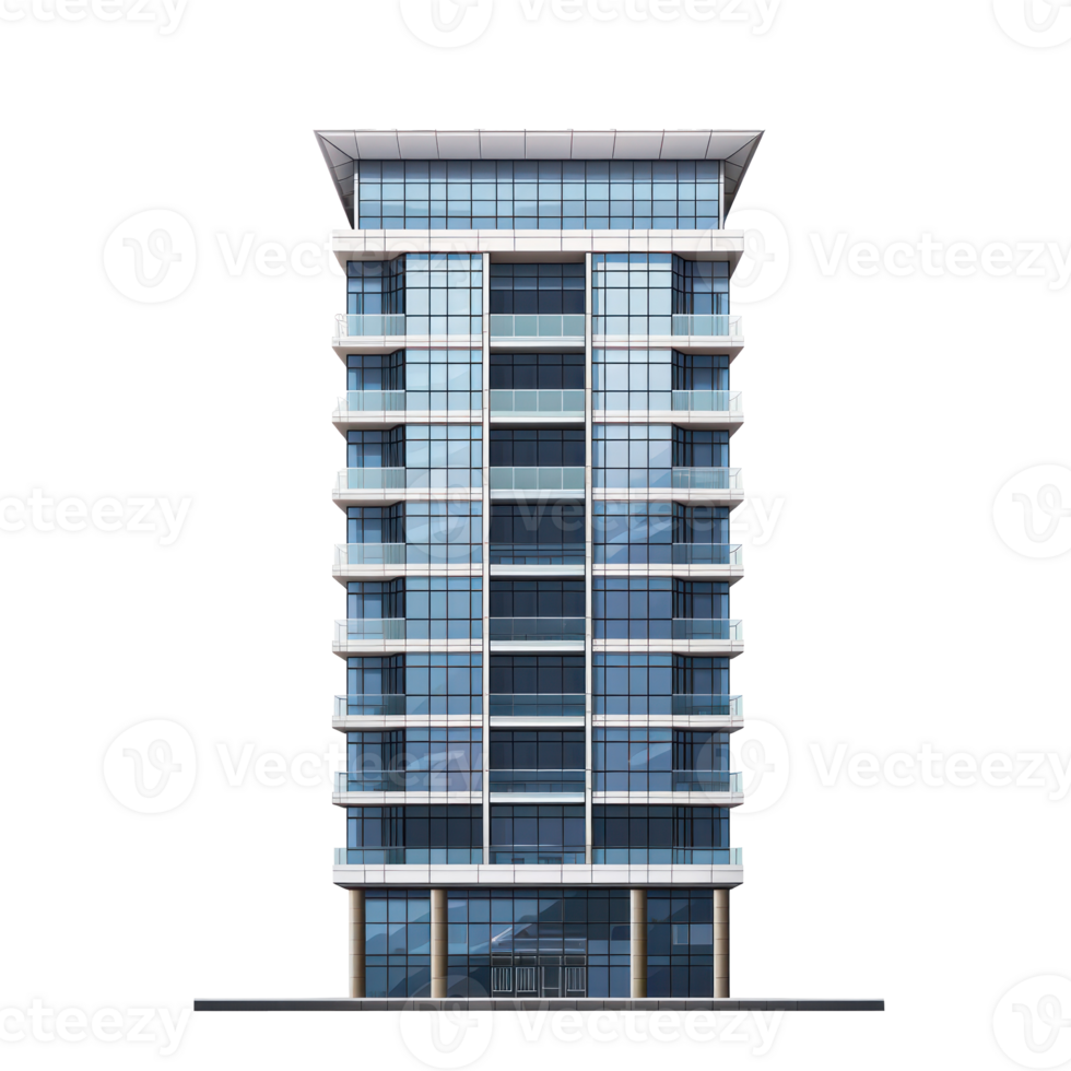 Tall office building realistic image on a transparent background png