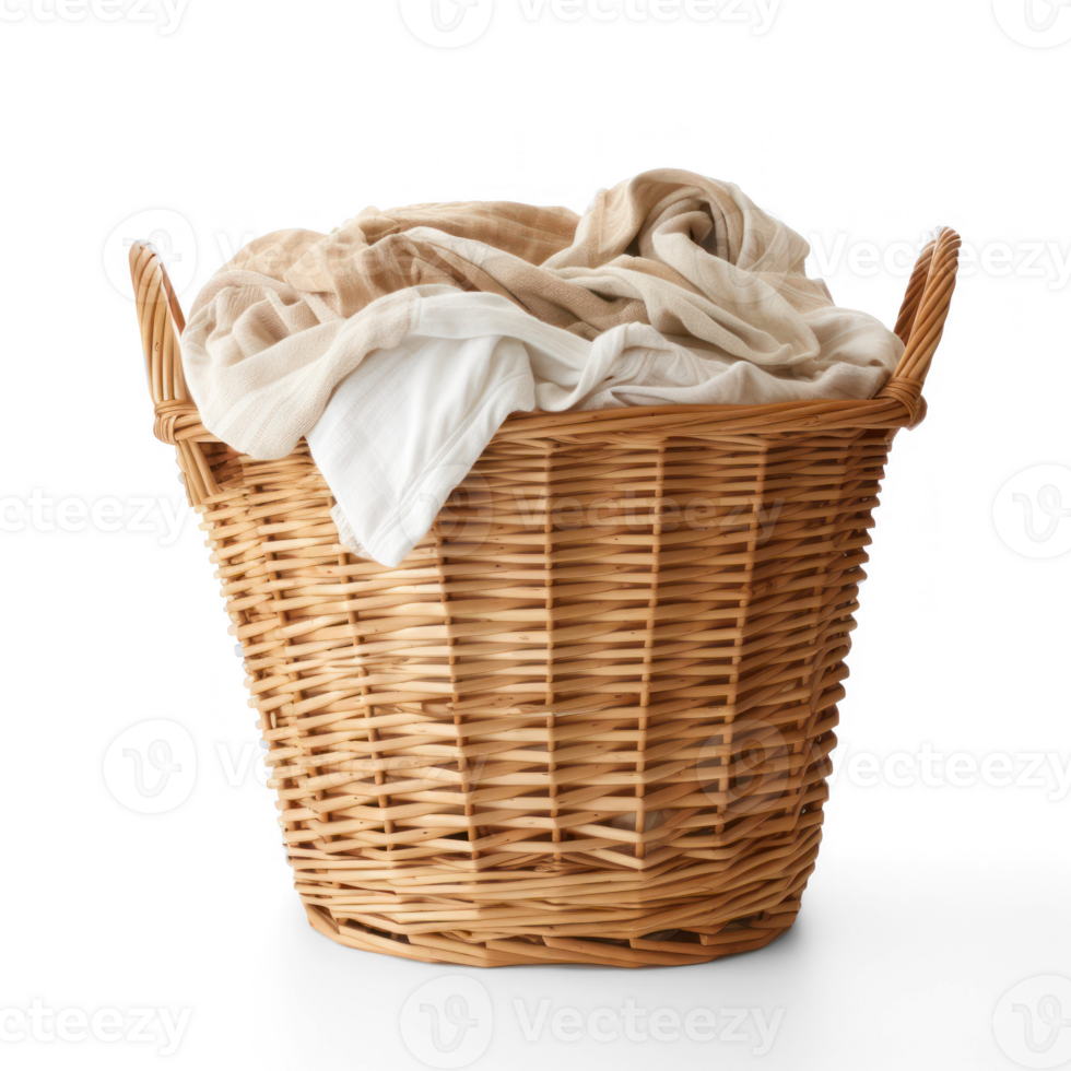 clothes in a basket on a transparent background png