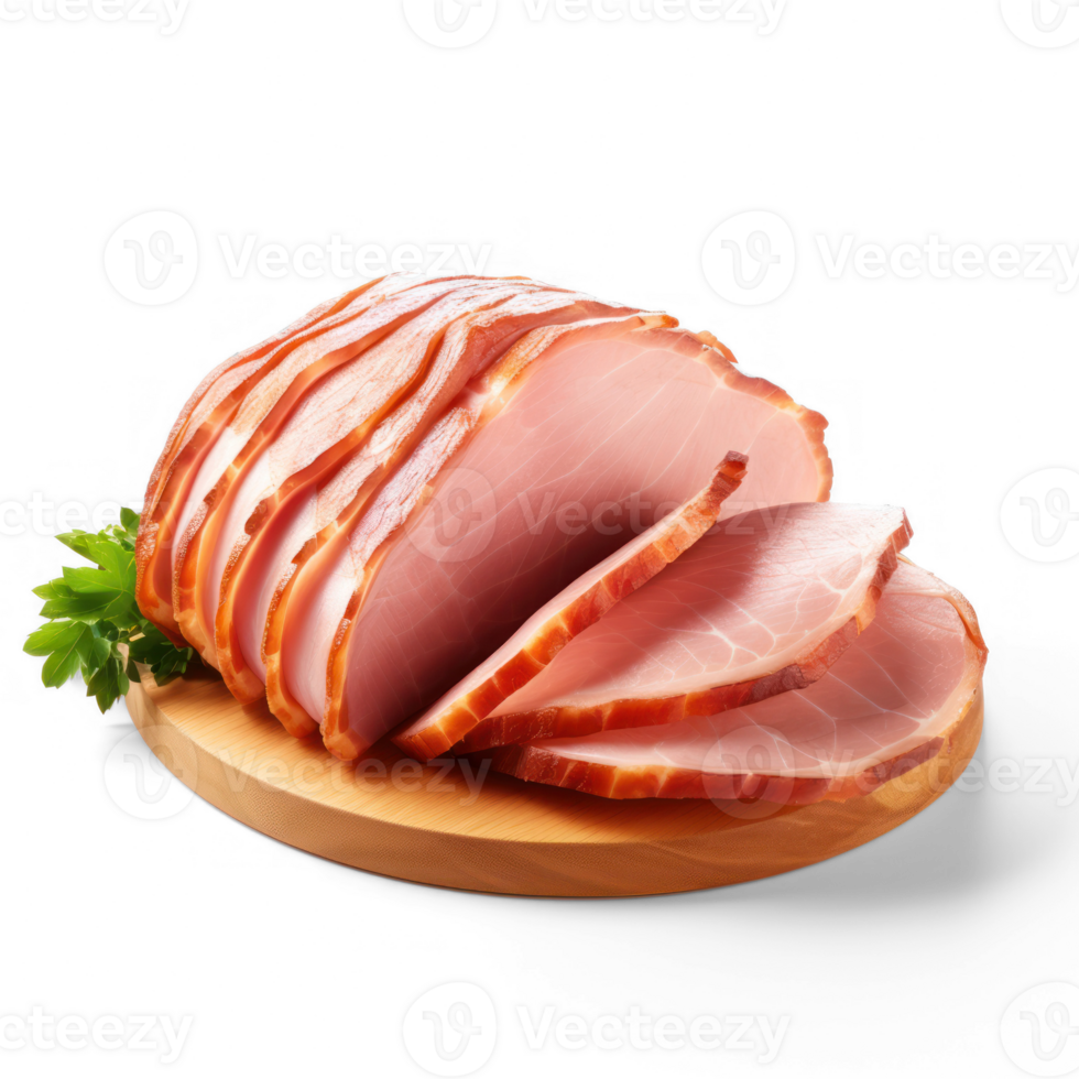 Ham, sliced and placed on a transparent background png