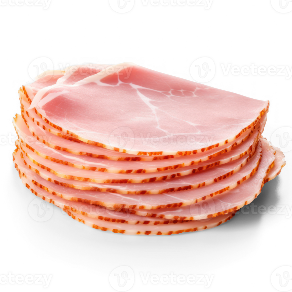 4 pieces of thin sliced deli ham, transparent background png