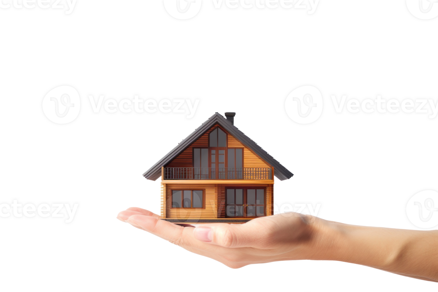 a hand holding a small house on a transparent background png