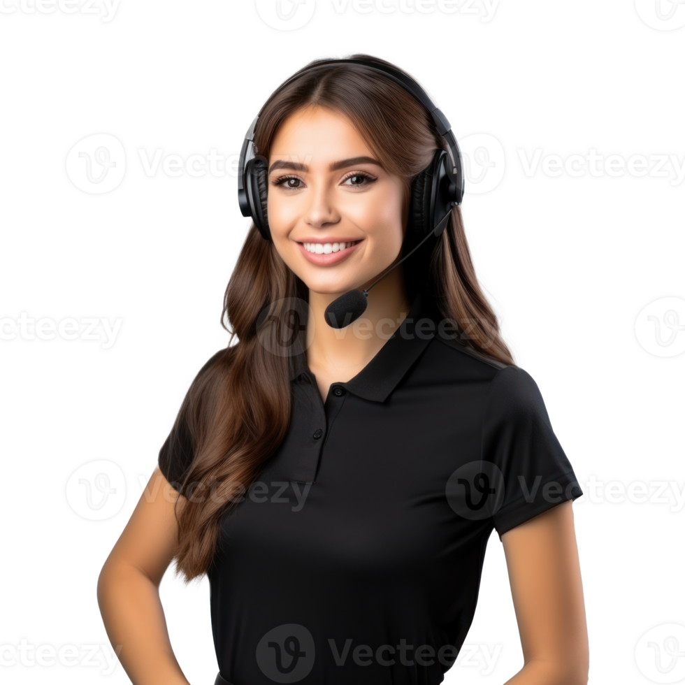 call center operator with headset on isolated background png