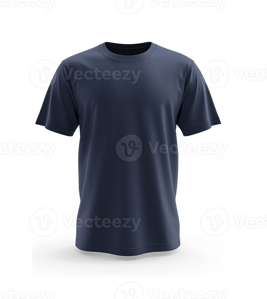 Front and back views of a Navy Blue T shrit mockup, mockup, transparent background png