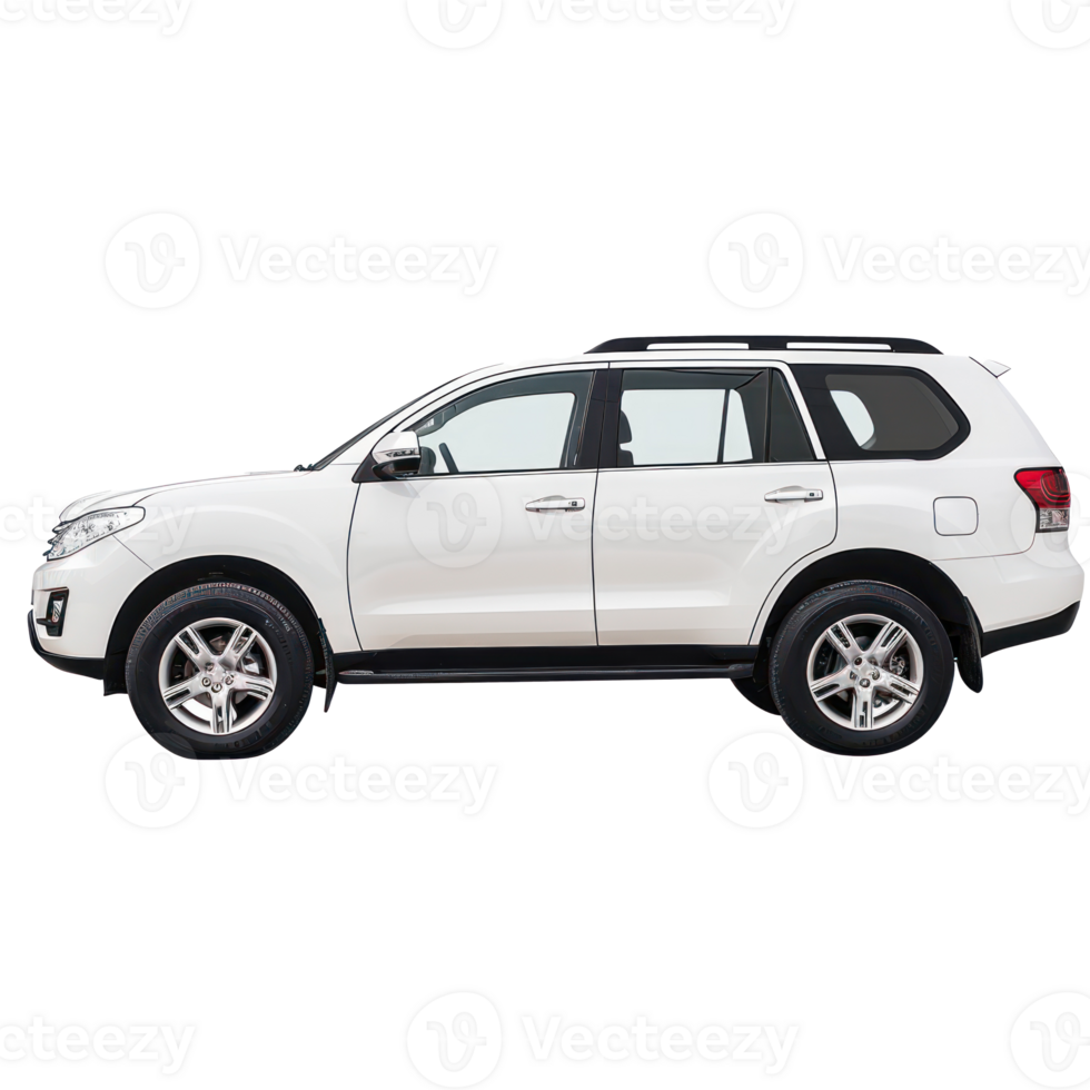 white SUV car in angle view isolated on transparent background png