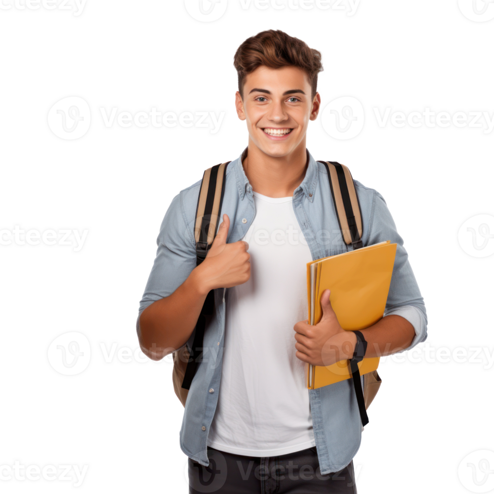 Happy student on a transparent background png