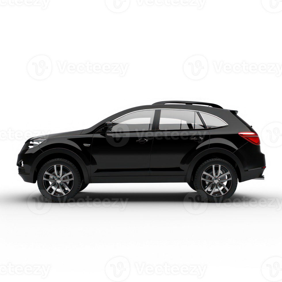 black SUV car in angle view isolated on transparent background png