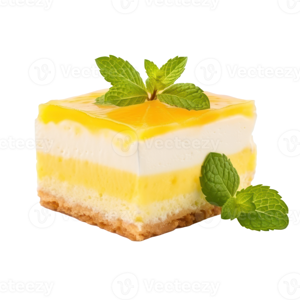 Lemon cheese cake isolated on transparent background png