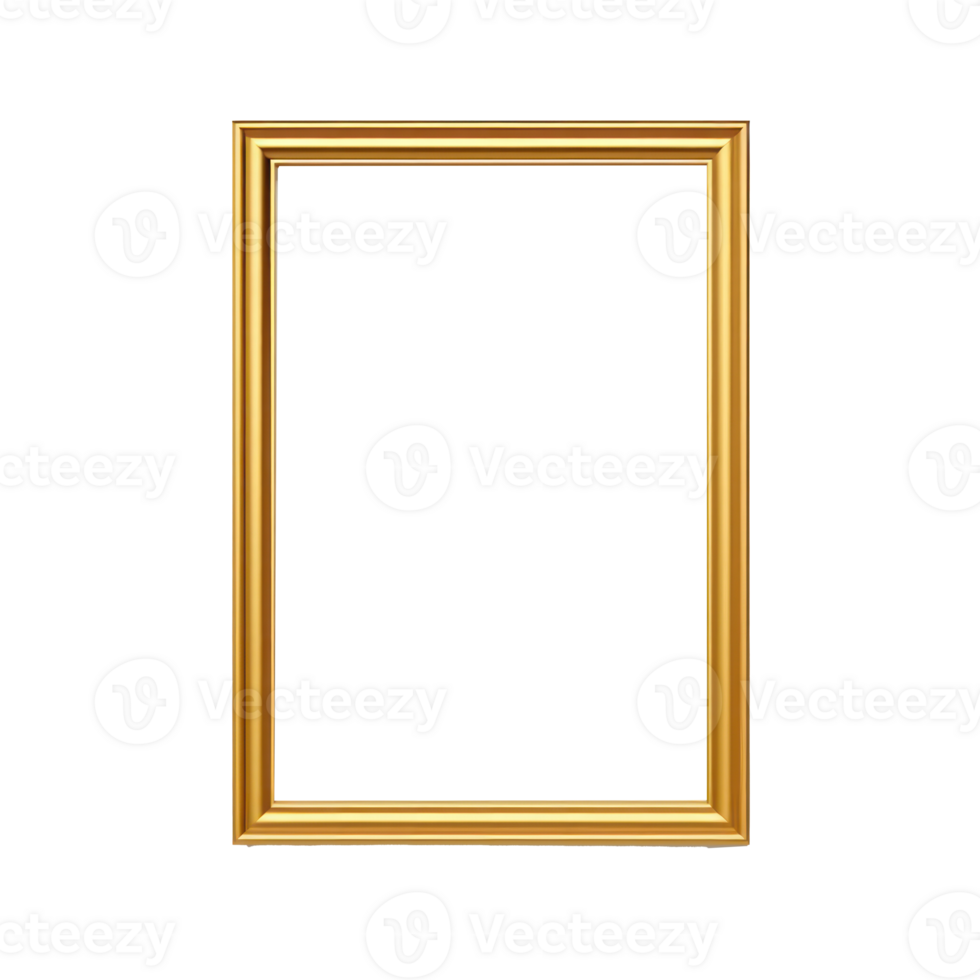 Create a simple golden frame full shot, flat, low detail, smooth, plain,minimal, straight design,transparent background png