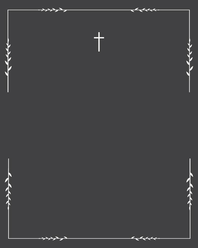 Funeral card. Empty card. Leaves frame vector