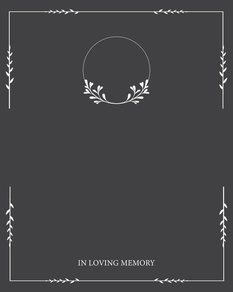 Funeral card. Empty card. Grey and white photo frame vector