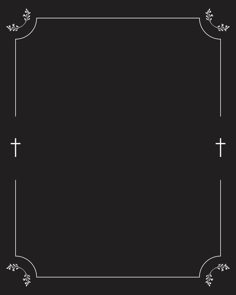 Funeral card. Empty card for funeral with frame and space for text vector