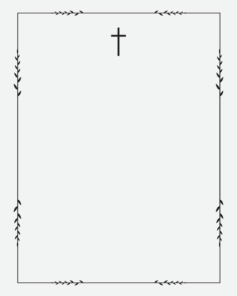 Funeral card. Empty card. Grey background and frame vector