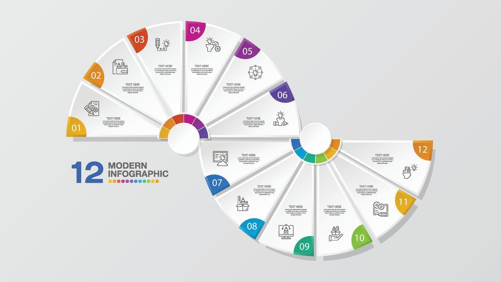 Infographic with 12 steps, process or options. vector
