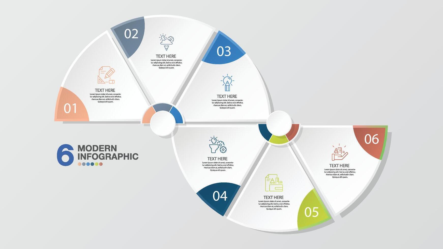 Infographic with 6 steps, process or options. vector