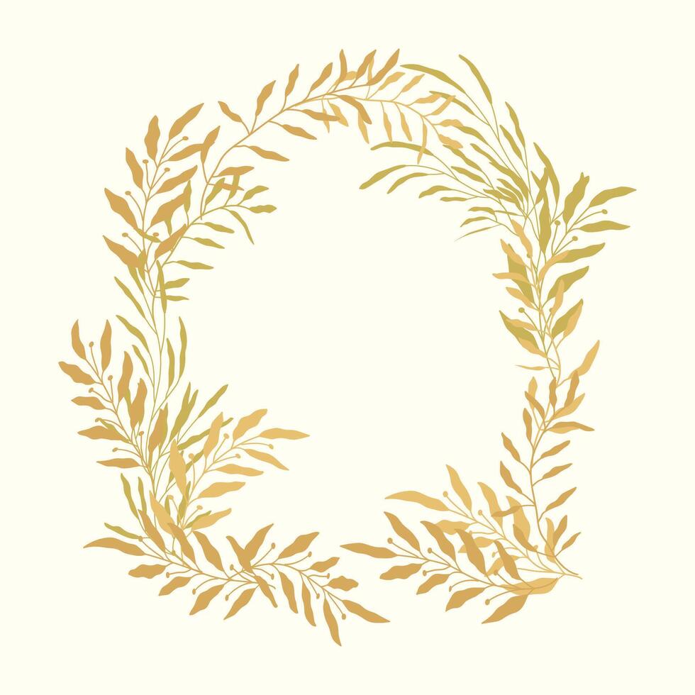 Golden wreath of leaves on a white background vector