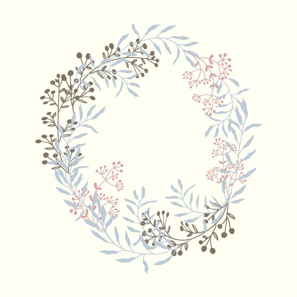 A wreath made of flowers and leaves on a white background vector