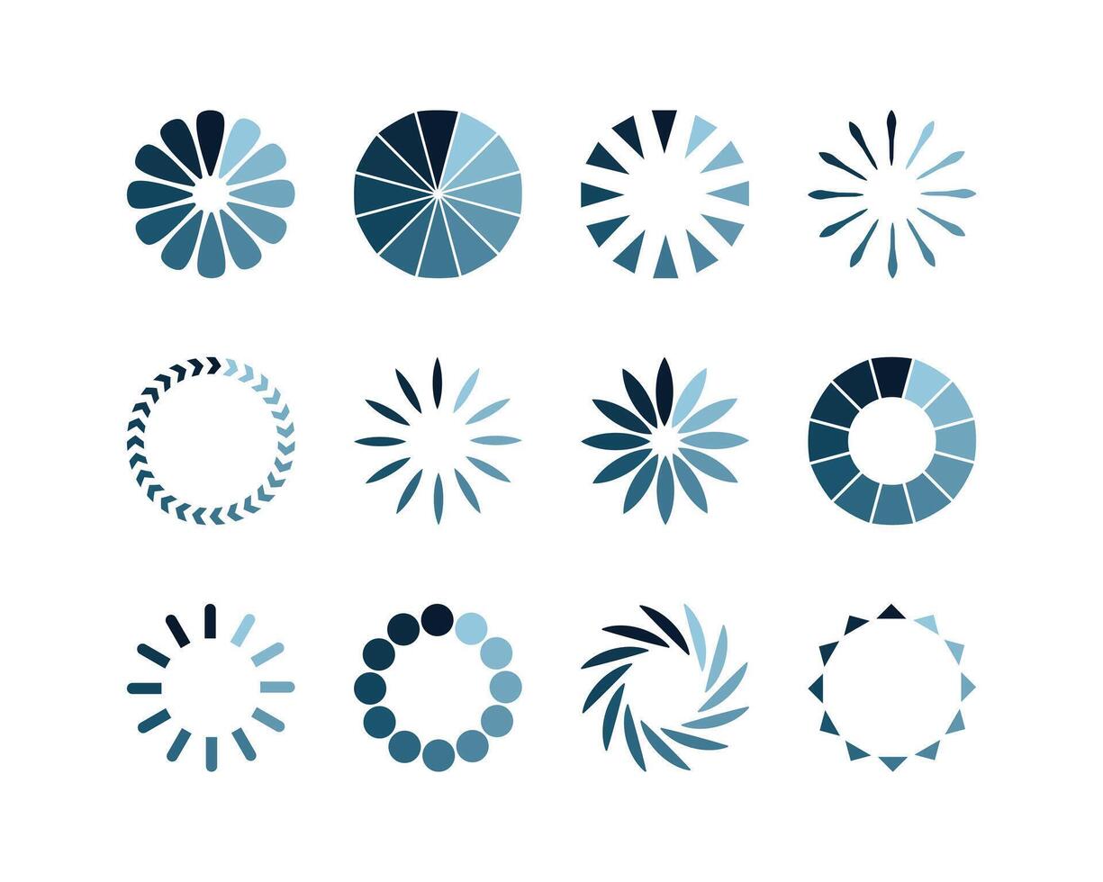 Collection Loading bar status icon. illustration. Set of loaded icons. Download progress. Donload or Upload. vector