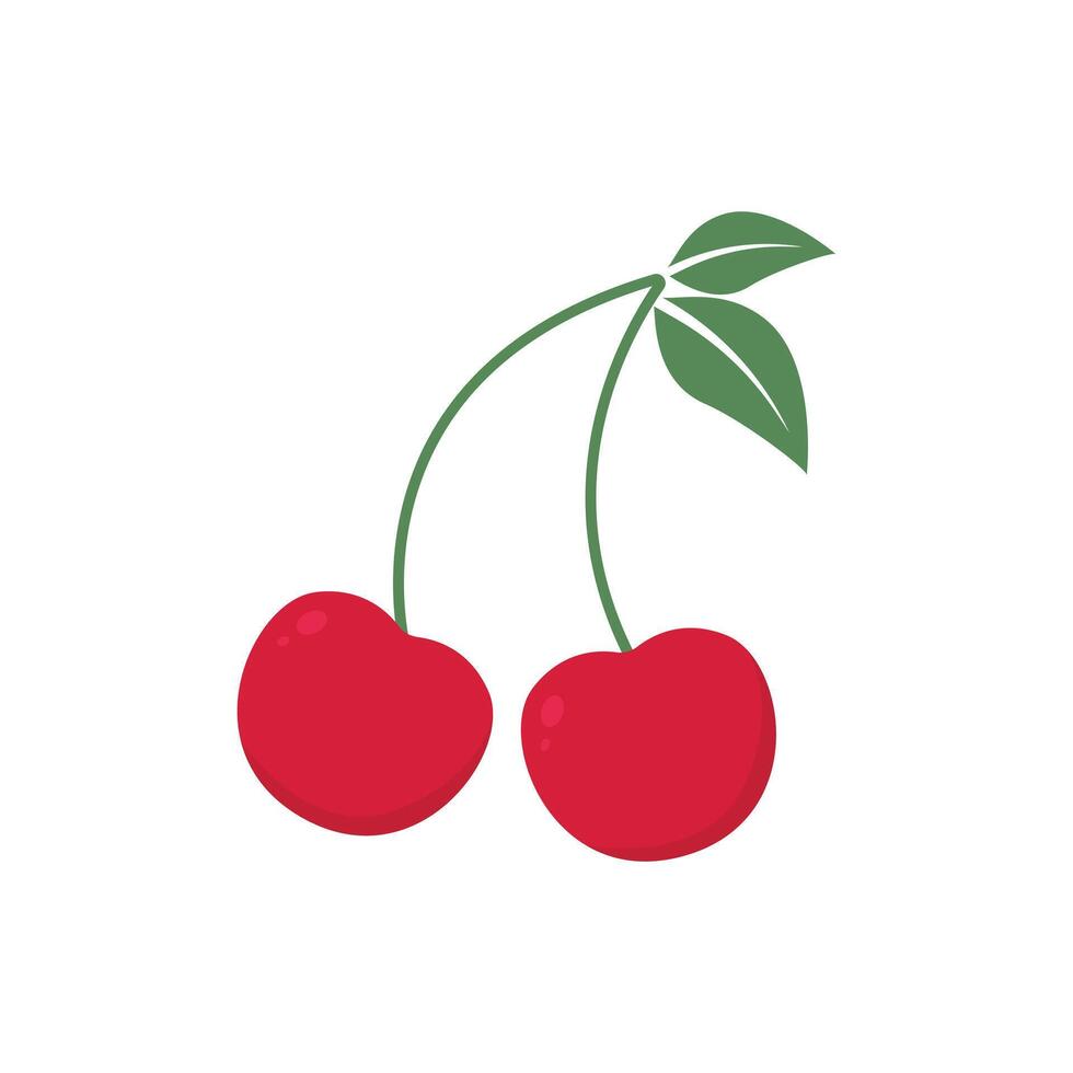 Two cherries flat cartoon design concept idea vector