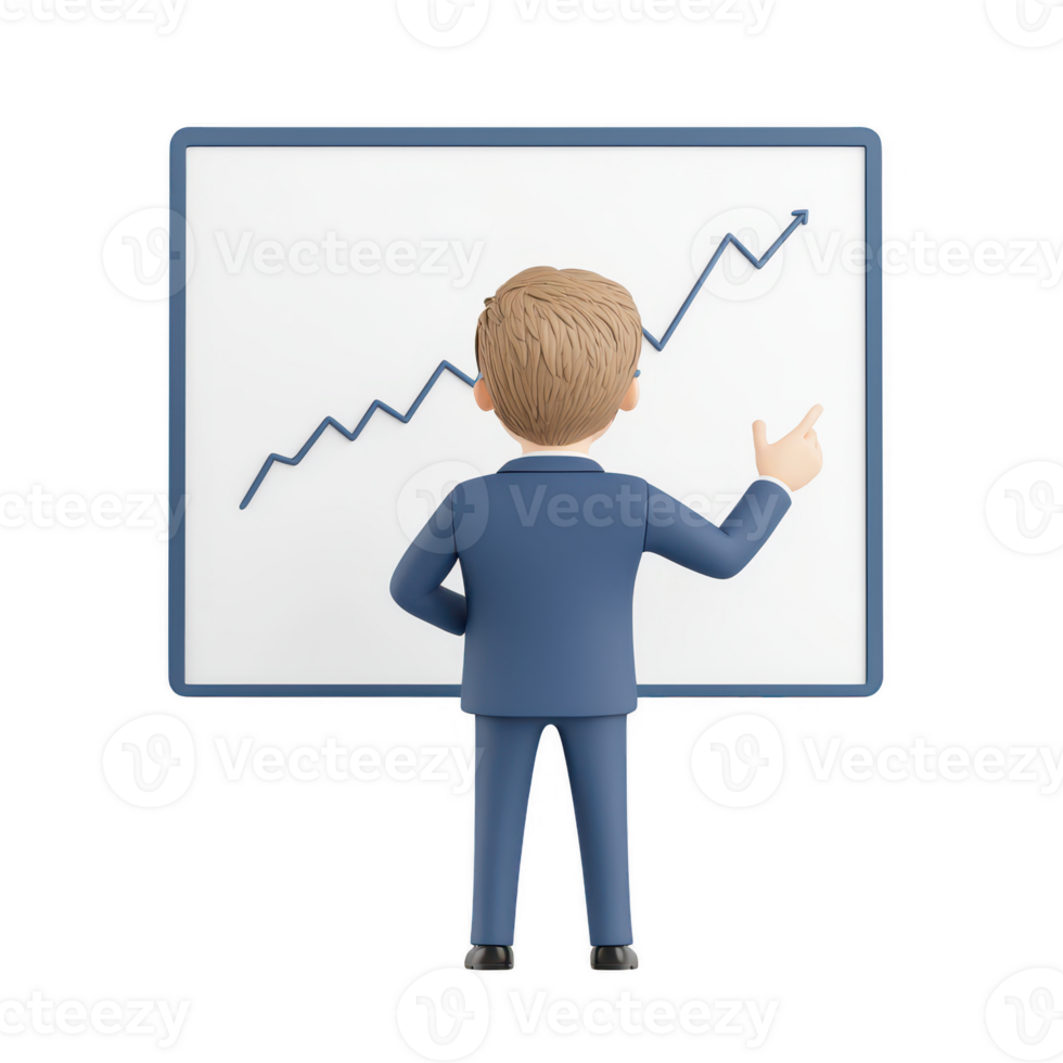 Manager presenting a positive growth graph in a modern office setting. png