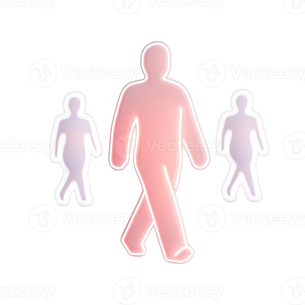 Stylized figures illustrating the concept of individuality among a crowd. png