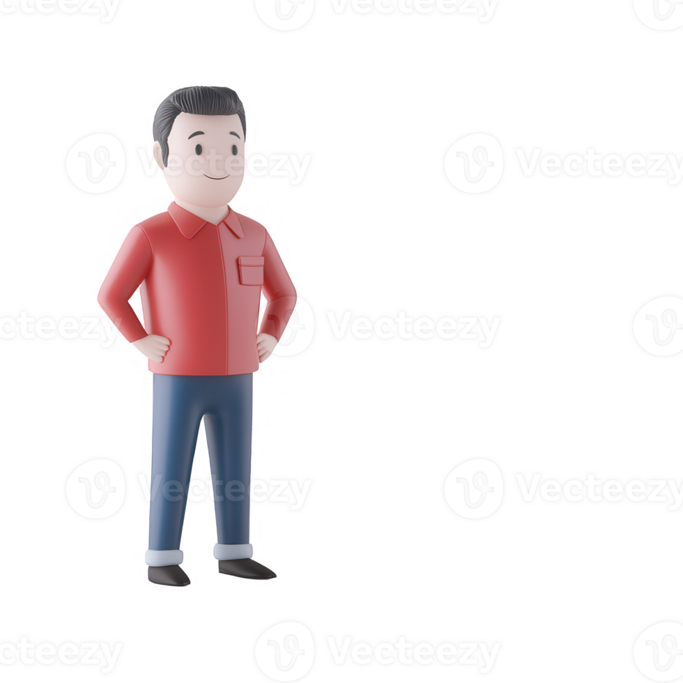 A cheerful cartoon character standing confidently, showcasing a friendly demeanor. png