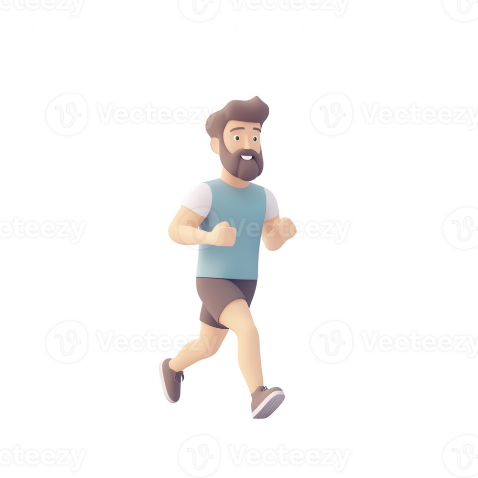 A cheerful young man jogging, promoting a healthy and active lifestyle. png