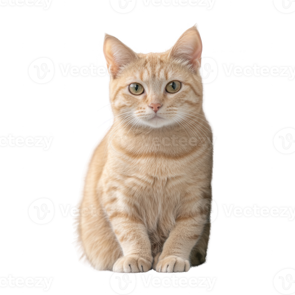 A cute orange striped cat sitting calmly, perfect for pet-related themes. png