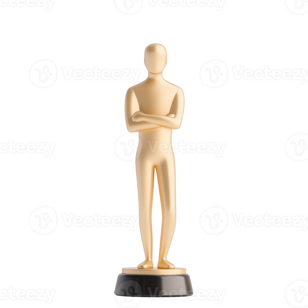A golden award statue symbolizes achievement and success in various fields. png