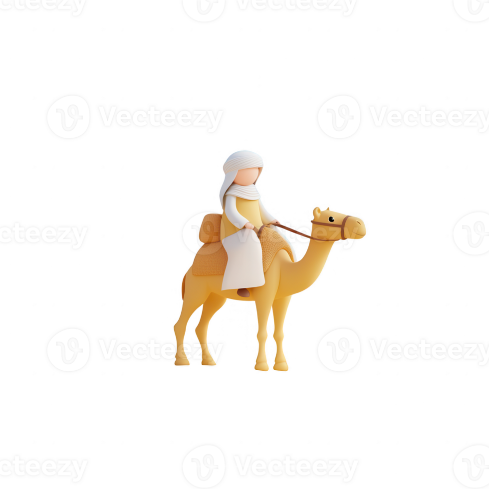 A stylized character riding a camel, symbolizing traditional travel in arid regions. png