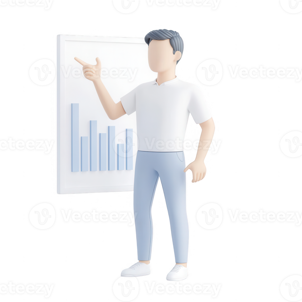 A businessman presenting data on a chart, showcasing growth and analytics. png