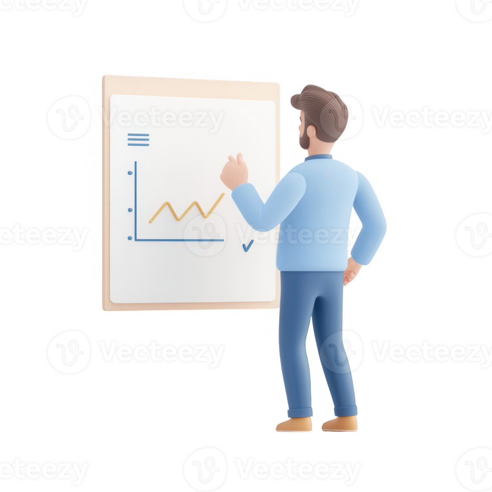 A professional man analyzes growth data on a chart in a modern office setting. png