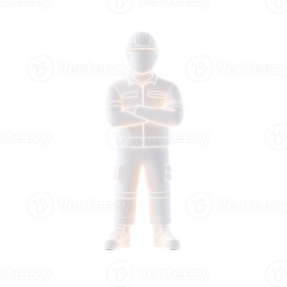 A confident construction worker stands ready to tackle any project with determination. png