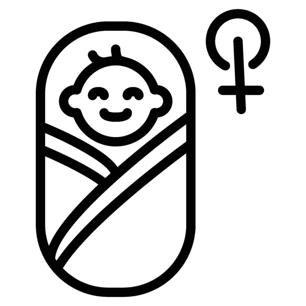 Baby Girl Icon - outline vector